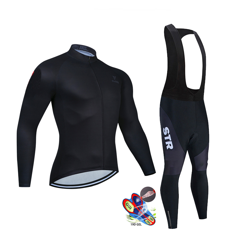 Cycling Gear Sale - Autumn Black Cycling Jersey Set Long